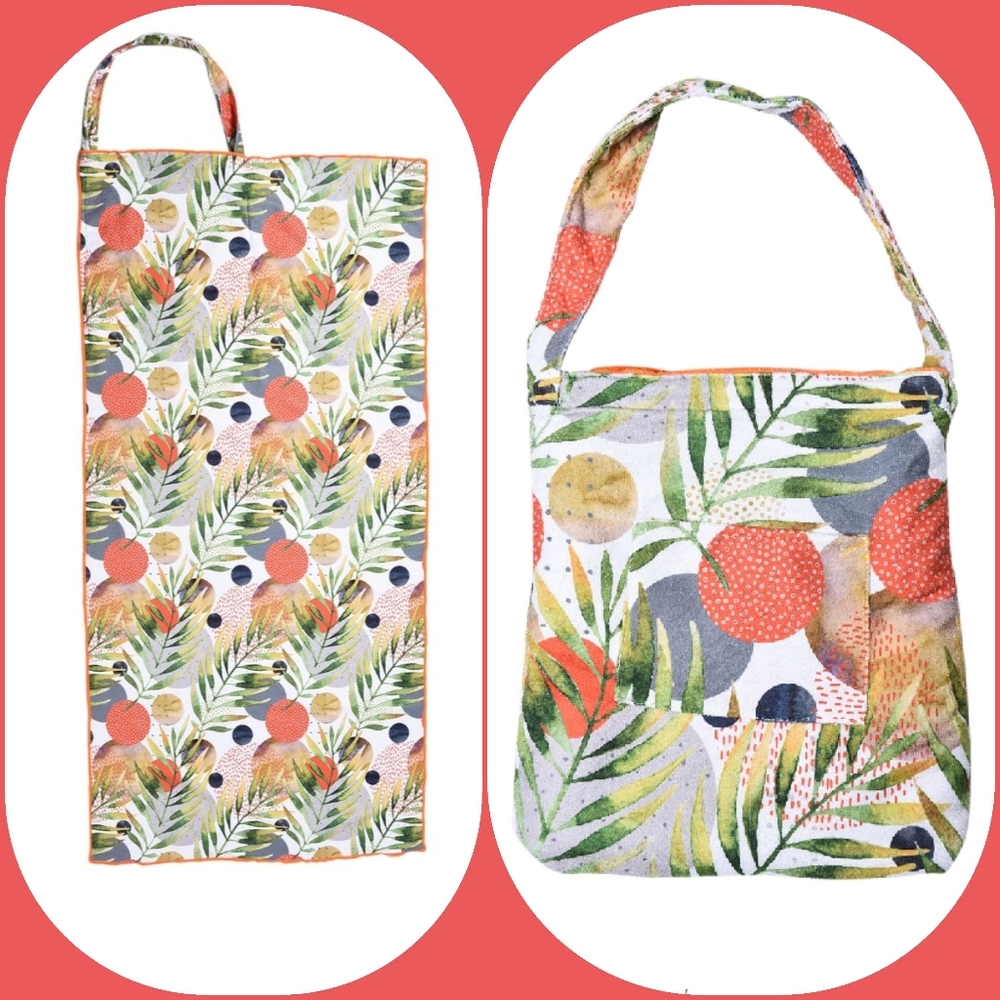 2 In 1 Tropical Rainforest Beach Towel\ Tote Bag
